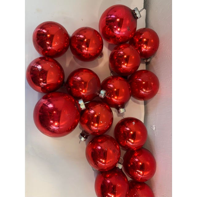 Mid-Century Modern 16 Red Glass Holiday Balls For Sale - Image 3 of 4