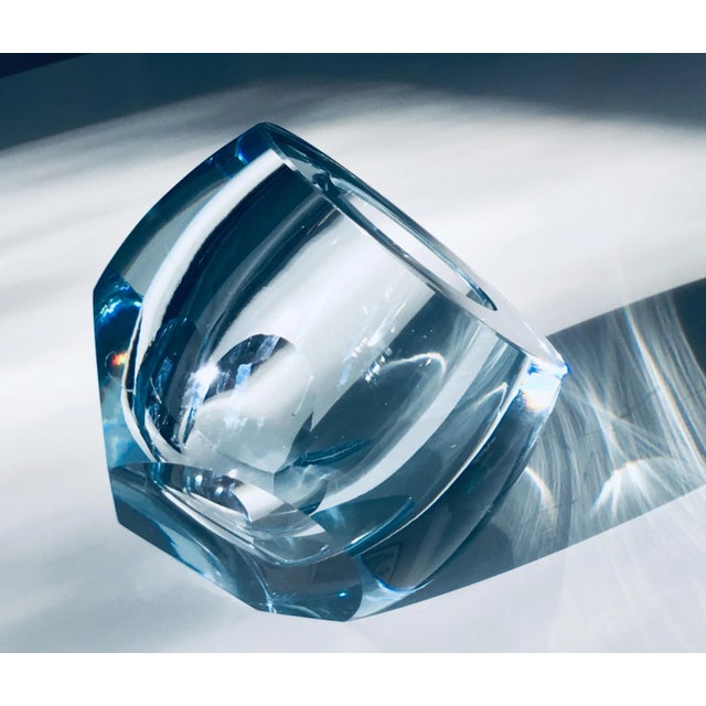 1950s 1950s Asta Strömberg for Strömbergshyttan Faceted Geometric Vase Aqua Christal Art Glass For Sale - Image 5 of 11