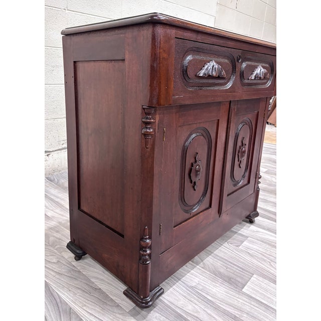 Brown Antique Victorian Eastlake Style Walnut Cupboard Washstand Nightstand For Sale - Image 8 of 11