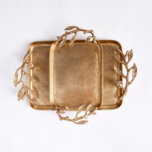 Early 21st Century Pomegranate Branch Decorative Trays, Set Of 2 For Sale - Image 5 of 11