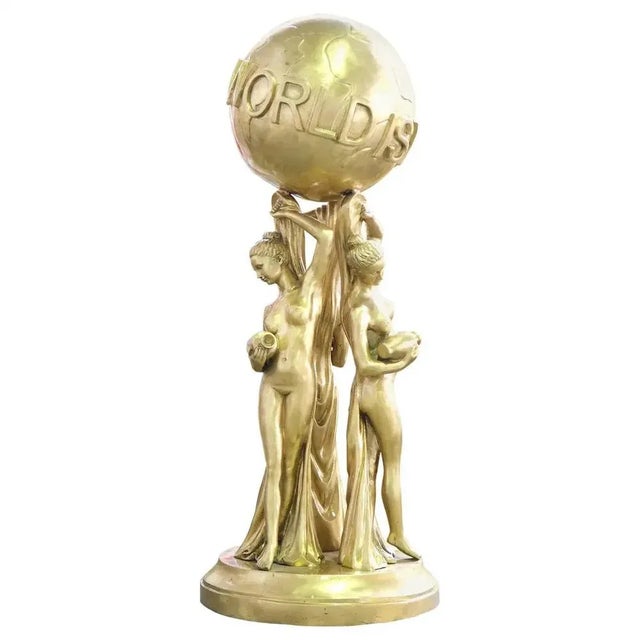 20th Century Gilt Bronze the World Is Yours Statue For Sale - Image 9 of 9