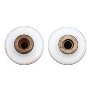 Pair of Vintage 2.125 In. Ceramic & Brass Door Knob Rosettes