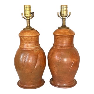 1970s Pair Studio Pottery Lamps For Sale