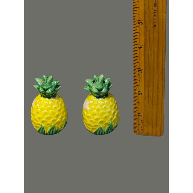 Mid-Century Modern Vintage Pineapple Made in Japan Salt & Pepper Shakers "Aloha Hawaii" For Sale - Image 3 of 6