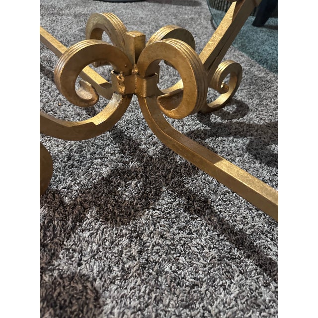 Vintage Hollywood Regency Gold Gilt Wrought Iron Coffee Cocktail Table Exquisitely Large For Sale - Image 9 of 13