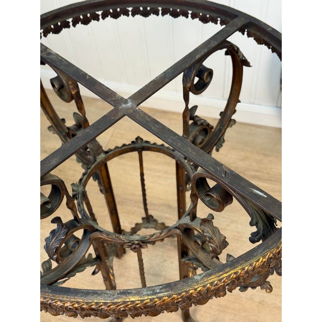 Antique Victorian Rococo Wrought Iron Marble Round Top Side Table For Sale - Image 10 of 10