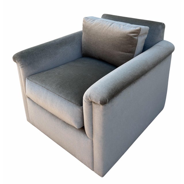 Olive 1 of 2 Art Deco J. Robert Scott Mohair Swivel Club Chair For Sale - Image 8 of 8