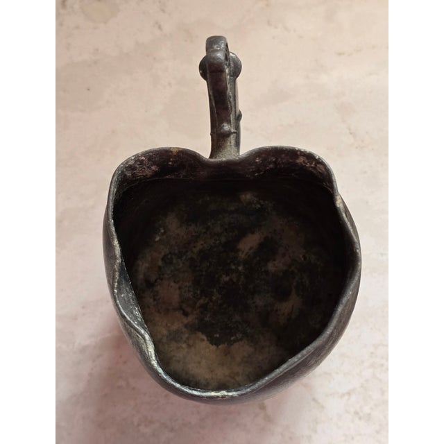 Antique Hand-Formed Pewter Mug With Ornate Handle and Inscription For Sale - Image 4 of 8