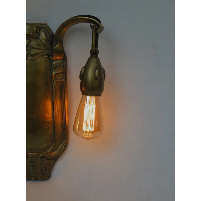 Antique Art Nouveau Brass Wall Lights, Set of 2 For Sale - Image 6 of 18