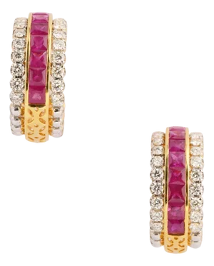 Natural ruby 4.61 & diamond 2.02cts earring in 18k gold