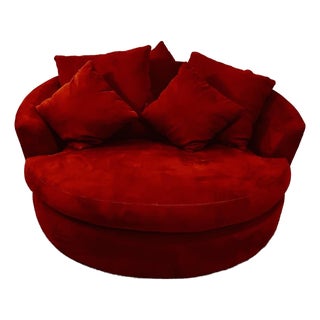 Modern Oversized Barrel Accent Chair For Sale