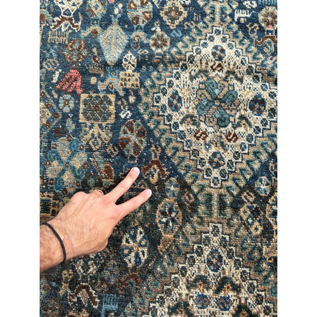 Mid 20th Century Vintage Shiraz Village Life with Coastal Color Palette Rug - 5 x 6.9 For Sale - Image 5 of 11