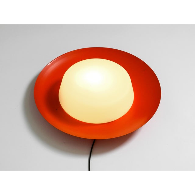 Large Mid-Century Wall or Ceiling Lamp in Glass with Red Metal Reflector from Kaiser Leuchten, 1950s For Sale - Image 17 of 18