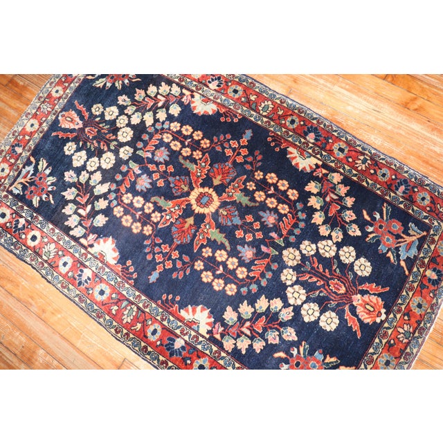 Navy Blue Antique Navy Blue Persian Sarouk Rug For Sale - Image 8 of 9