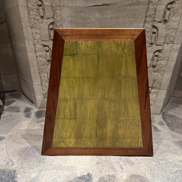 1950s Wedge Table Walnut & Gold Leaf Edward Wormley Dunbar For Sale - Image 11 of 12