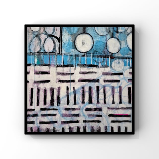 Textile “Chester Trains” Abstract Contemporary Acrylic Painting by Paula DeStefanis For Sale - Image 7 of 8