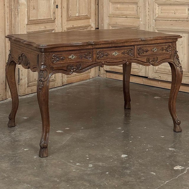 Antique Country French Liégeoise White Oak Writing Desk For Sale - Image 4 of 18