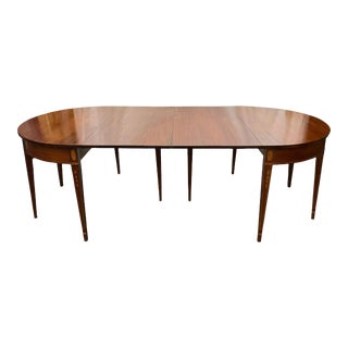 Vintage Traditional Federal Style Mahogany Inlay Drop Leaf Extension Dining Table For Sale