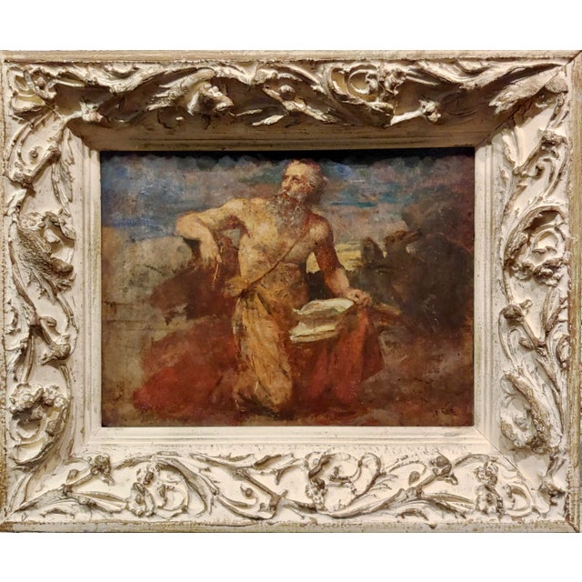 Saint John the Evangelist -17th century Old master Oil painting Realism oil painting on board -signed -circa 1650/1700s...