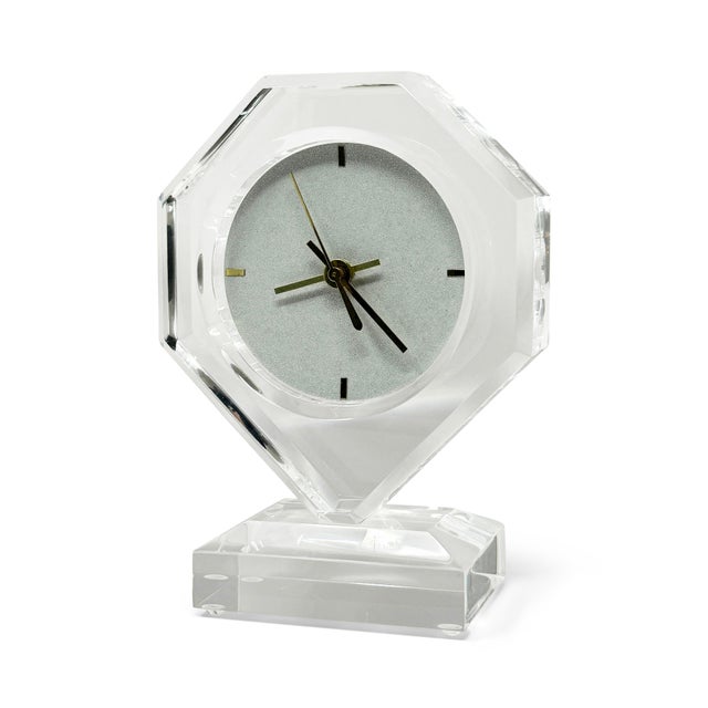 1980s 1980s Lucite Mantel Clock For Sale - Image 5 of 8