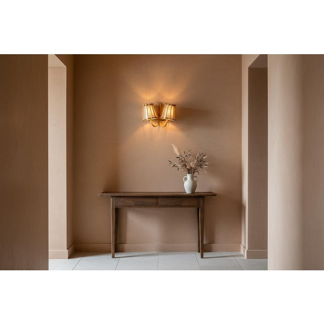 Double Rattan Wall Sconce Handcrafted Pencil Reed Artisan Lighting For Sale - Image 6 of 6