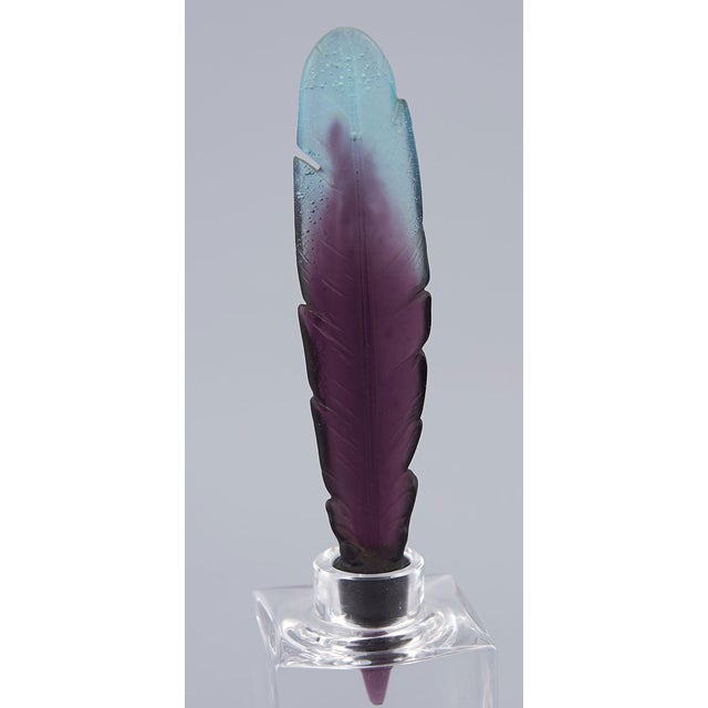 Crystal Ink Bottle and Feather by Hilton McOnnico for Daum, France, 1980s For Sale - Image 3 of 4
