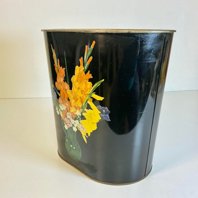 Mid-Century Boho Chic Metal Wastebasket. For Sale - Image 6 of 14