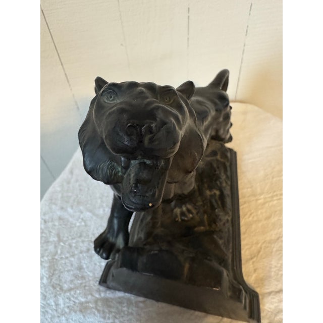 1920s Art Deco “Roar of the Tiger” Ronson Bookend Sculpture For Sale In Portland, OR - Image 6 of 12
