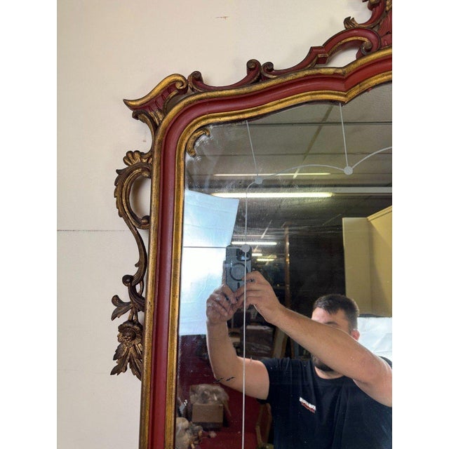 Purple Louis XV Baroque Style Venetian Mirror in Lacquered and Gilded Wood For Sale - Image 8 of 9