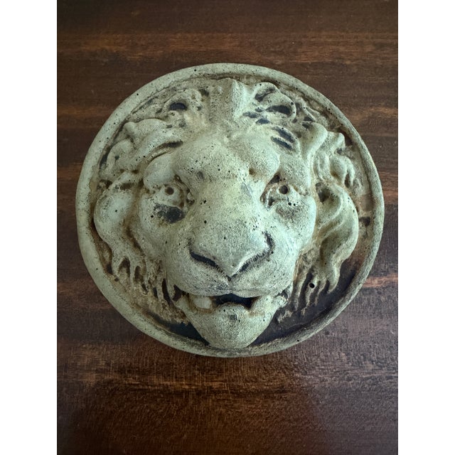 A beautiful vintage cast plaster neoclassical or Grand Tour style Roman lion head sculptural wall plaque USA, Mid-20th...