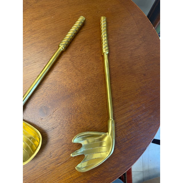Pop Art Vintage Brass Golf Club Salad Servers - A Pair For Sale - Image 3 of 8