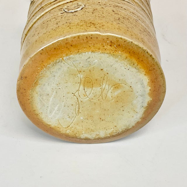 Mid-Century Boho Chic Americana Folk Art Hand-Thrown Pottery Studio Vase, Artist Signed For Sale - Image 11 of 11