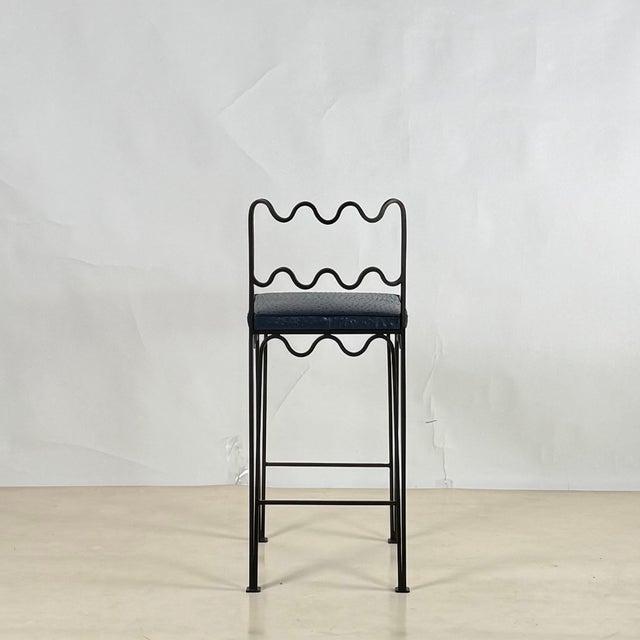 Art Deco Set of 3 'Méandre' Counter Stools by Design Frères For Sale - Image 3 of 9