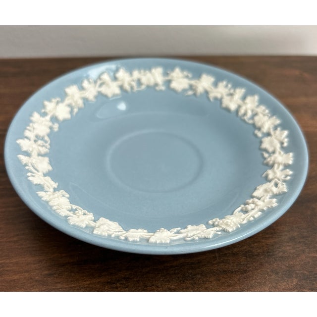 Wedgwood Wedgwood Embossed Queen's Ware Replacement Teacup Saucer "Cream on Lavender" For Sale - Image 4 of 9