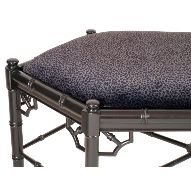 Modern Hexagonal Cheetah Print Faux Bamboo Bench For Sale - Image 3 of 7
