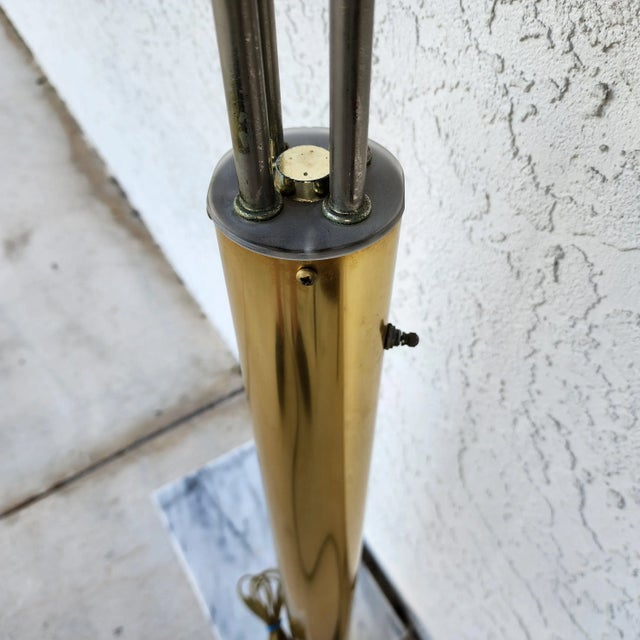 Metal Vintage Arc Floor Lamp Italian Calla Lily For Sale - Image 7 of 11