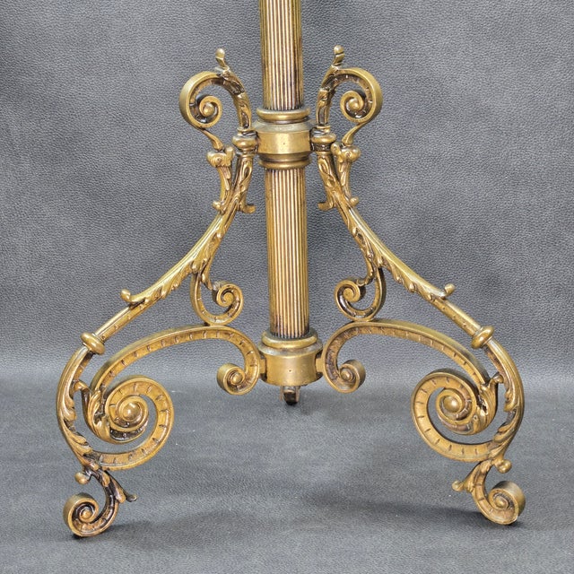 Metal Antique Bradley & Hubbard Style Electrified Oil Adjustable Height Parlor Floor Lamp For Sale - Image 7 of 18