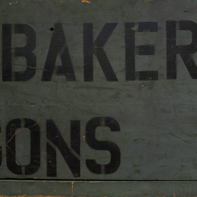 American Hand Painted Studebaker Wagons Sign C.1930 For Sale - Image 3 of 9