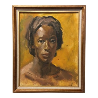 Vintage Oil on Masonite Portrait Painting by Dolores Pharr Smith (1930-2018) For Sale