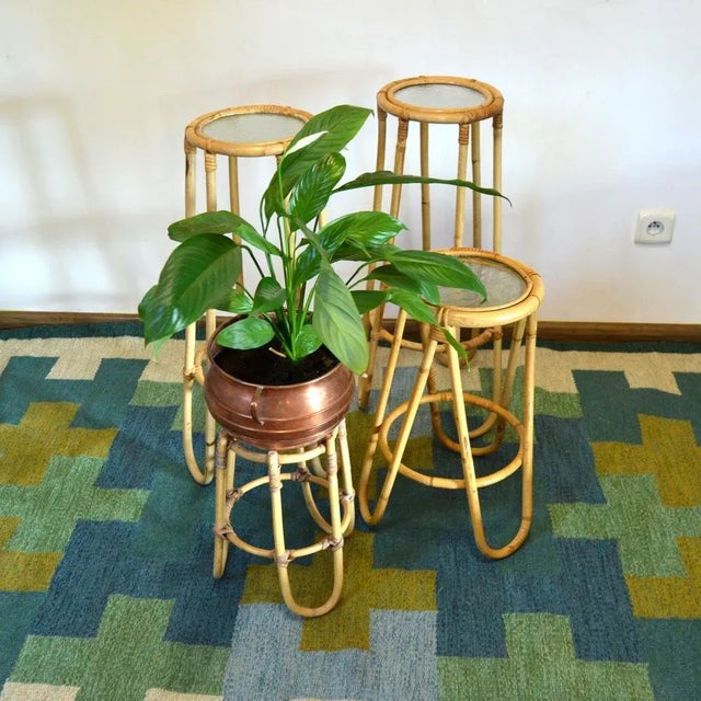 Bamboo Flower Stands, 1970s, Set of 4 For Sale - Image 4 of 10