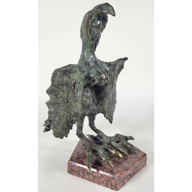 Chimera II Signed bronze with green patina - Late 20th century Mythological subject, green & golden patina, red granite...