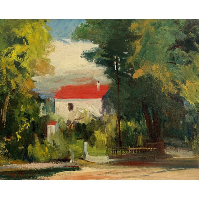 Herbert Theurillat, Maison à la toiture rouge, Oil on Canvas For Sale - Image 10 of 10