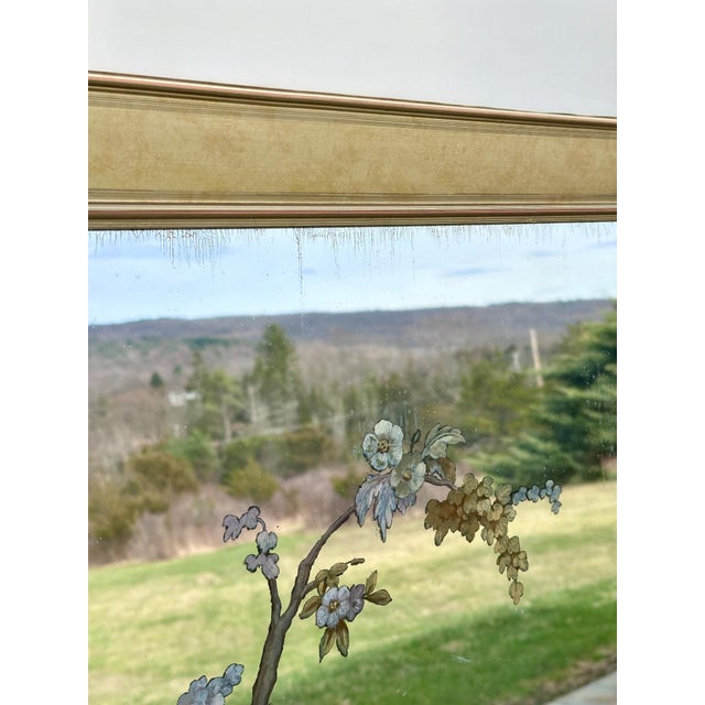 Chinoiserie Chinoiserie Reverse Hand-Painted Mantle Mirror For Sale - Image 3 of 9