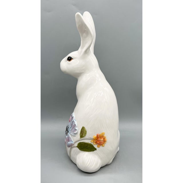 Fitz and Floyd Fitz and Floyd White Rabbit Figurine With Floral Accent | Butterfly Fields Collection - Spring, Easter, Cottagecore For Sale - Image 4 of 13