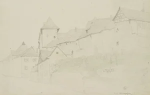 H. Christiansen, View of the Castle and Imperial Palace in Bad Wimpfen, 1922, Pencil