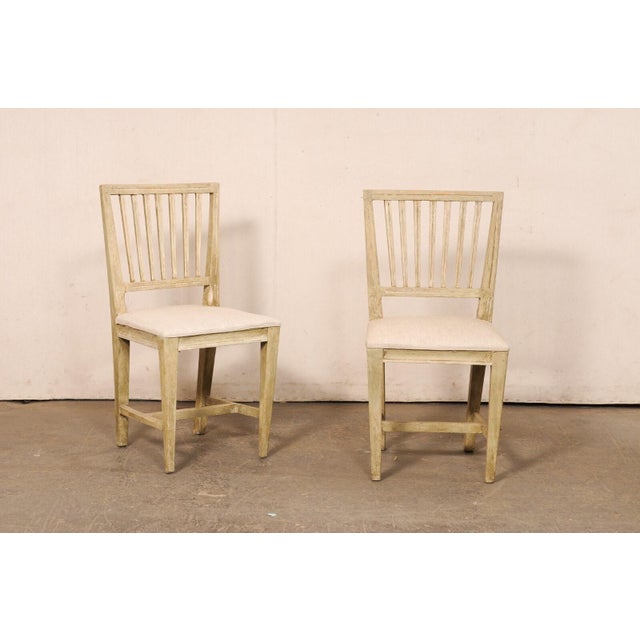 Gustavian (Swedish) 19th Century Swedish Gustavian Chairs with New Linen Seats - Set of 2 For Sale - Image 3 of 11