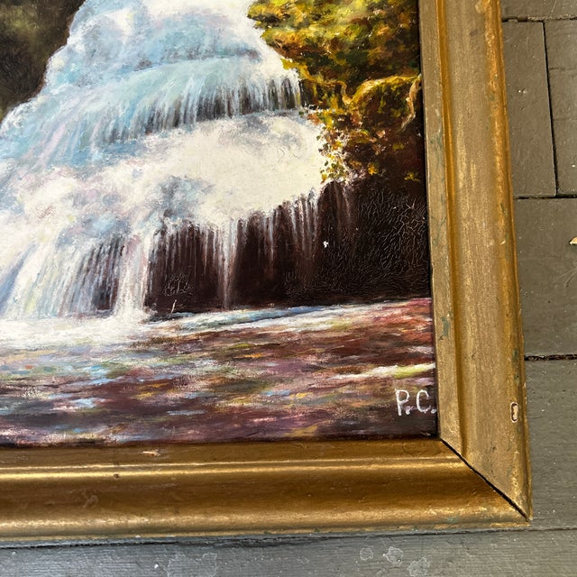 Impressionist 1970’s Original Impressionist Forest Waterfall Painting For Sale - Image 3 of 5