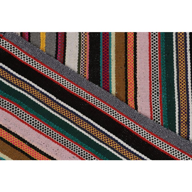 1950s 1950s Vintage Chaput Kilim Rug in Multicolor Stripe Patterns For Sale - Image 5 of 6