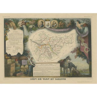 Antique Map of the Department of Tarn and Garonne For Sale