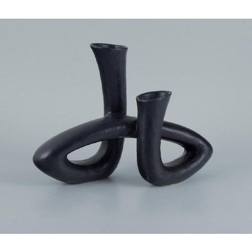 European Twisted Vase in Black Glaze, 1900s For Sale - Image 4 of 9